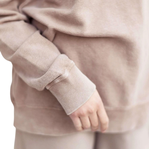 OKAKIE Soft Sweatshirt EUC Mineral-Washed Cotton Taupe Size Small - Picture 3 of 11